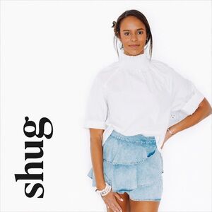 Light Wash Denim Ruffle Skirt